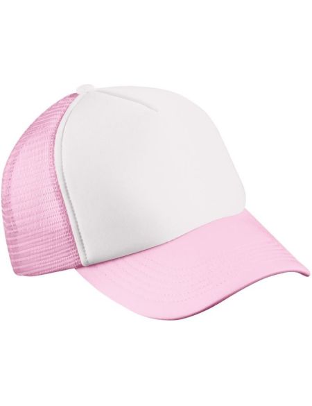 Kšiltovka dětská síťovaná polyesterová Myrtle Beach MB71 white/baby pink