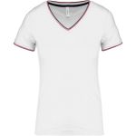 Tričko dámské piqué s výstřihem do V Kariban K394 white/navy/red