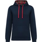 Mikina unisex s kapucí Kariban K4013 navy/red tartan