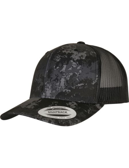 Kšiltovka 6 panelová Trucker Veil Camo Flexfit 6606VC poseidon black