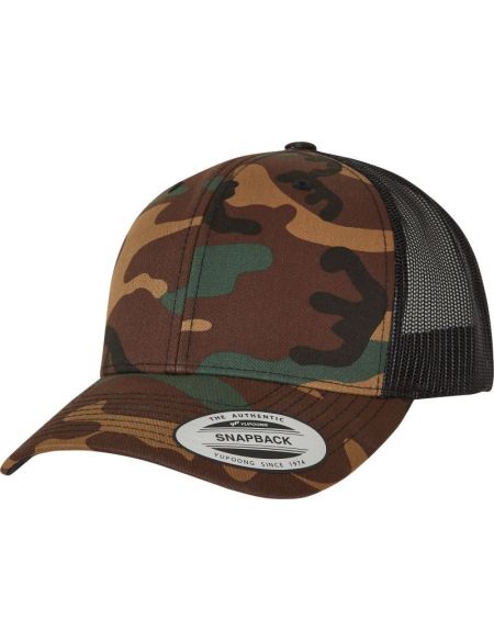 Kšiltovka 6 panelová Trucker Camo Flexfit 6606C/6606CA camo/black