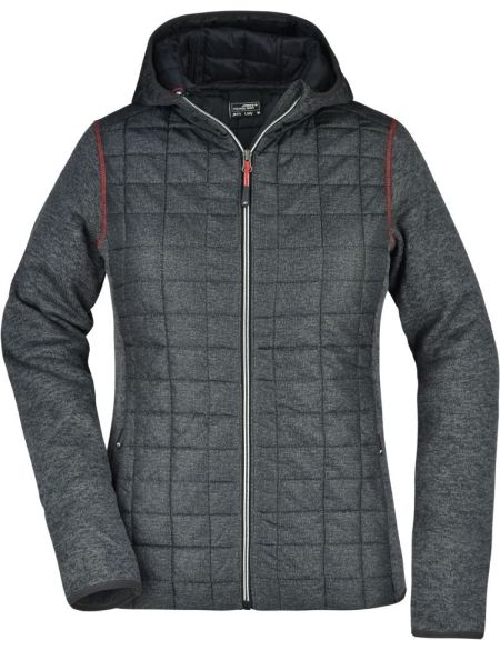 Bunda dámská pletená hybridní James Nicholson JN771 grey melange/anthracite melange