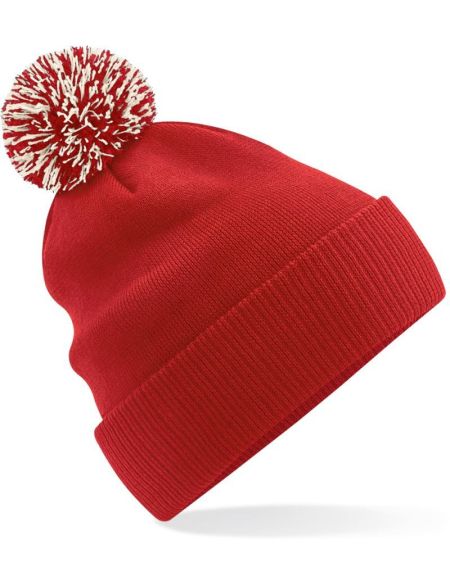 Čepice dětská pletená Snowstar Beechfield B450B bright red/off white